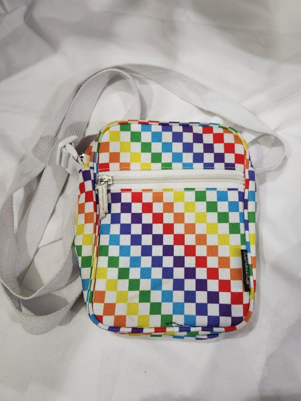 Rainbow Checkerboard Crossbody Bag Festival Concert Pride Bag
